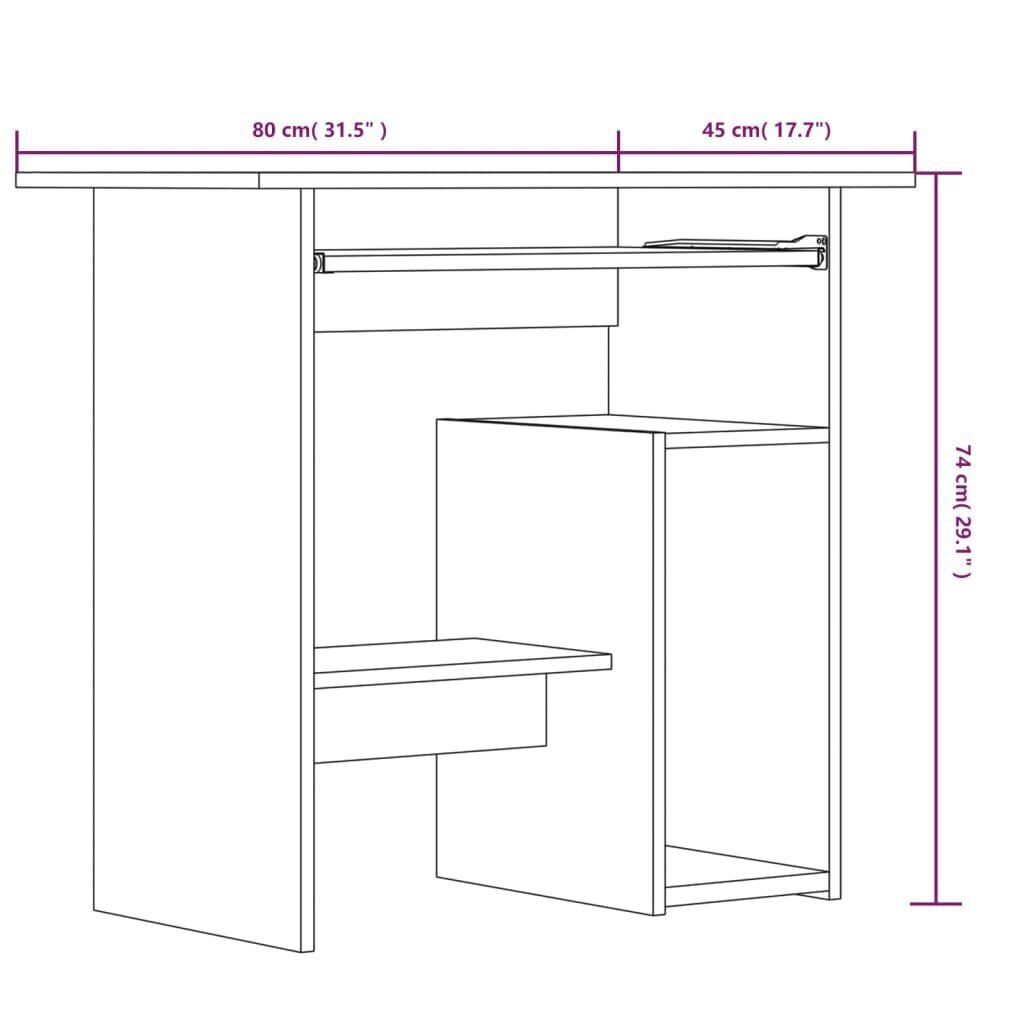 vidaXL kirjutuslaud, suitsutatud tamm, 80 x 45 x 74 cm, tehispuit hind ja info | Arvutilauad, kirjutuslauad | kaup24.ee