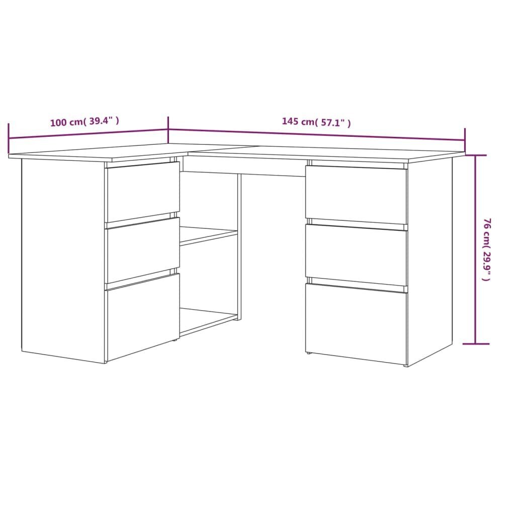 vidaXL nurgalaud, pruun tamm, 145x100x76 cm, tehispuit цена и информация | Arvutilauad, kirjutuslauad | kaup24.ee