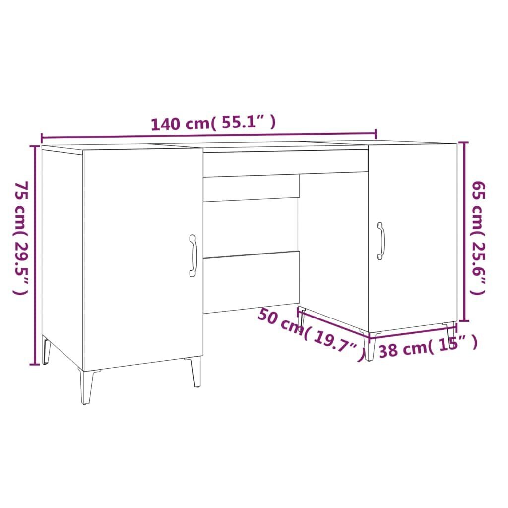 vidaXL kirjutuslaud, Must, 140 x 50 x 75 cm, tehispuit hind ja info | Arvutilauad, kirjutuslauad | kaup24.ee