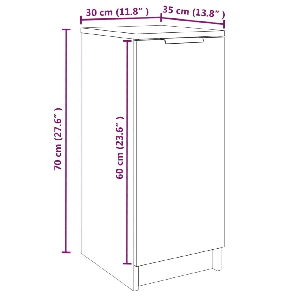 vidaXL jalatsikapp, valge, 30 x 35 x 70 cm, tehispuit hind ja info | Jalatsikapid, jalatsiriiulid | kaup24.ee