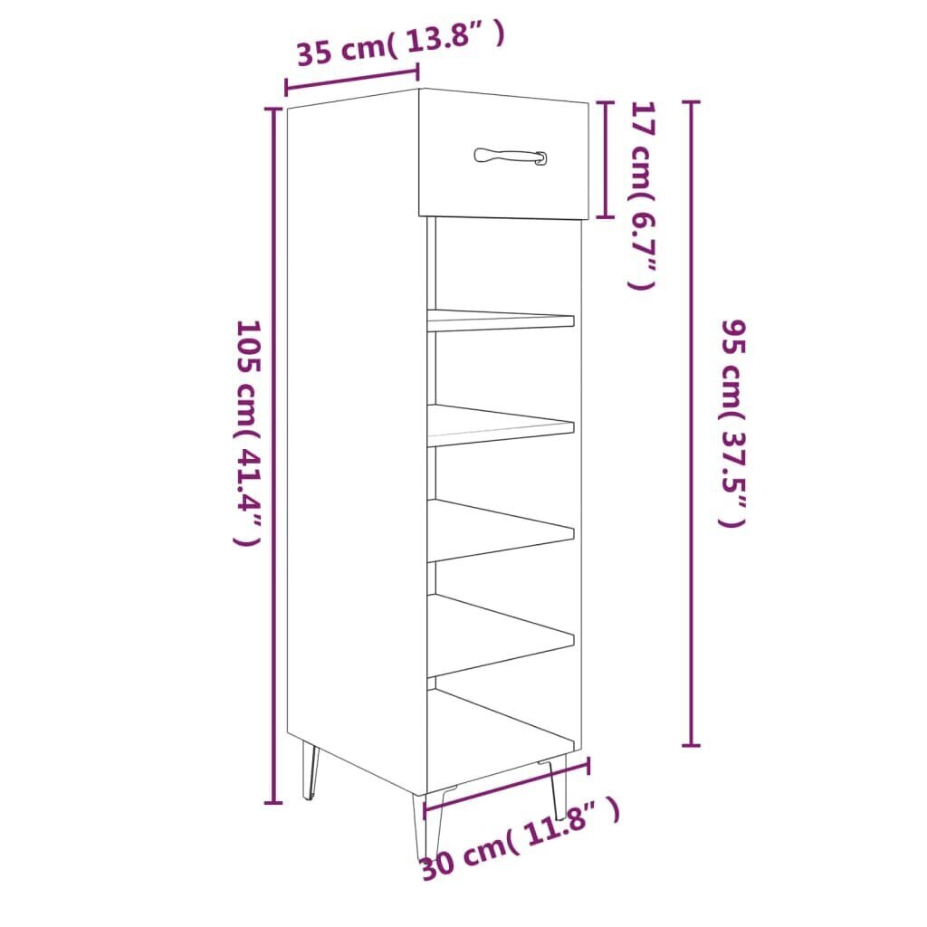 vidaXL jalatsikapp, must, 30 x 35 x 105 cm, tehispuit цена и информация | Jalatsikapid, jalatsiriiulid | kaup24.ee