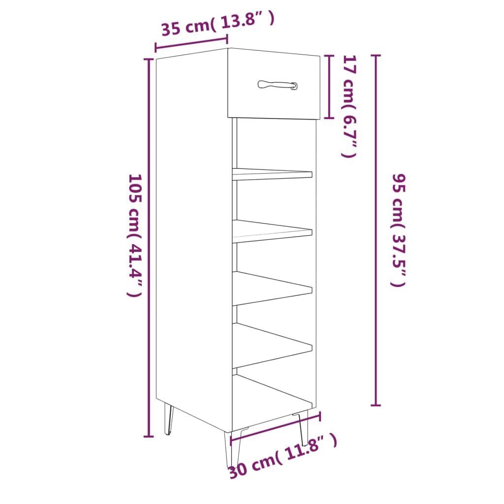 vidaXL kingakapp, Sonoma tamm, 30 x 35 x 105 cm, tehispuit цена и информация | Jalatsikapid, jalatsiriiulid | kaup24.ee