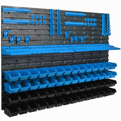 Настенная полка 115 x 78 см, держатели инструментов, синий, 56 шт цена и информация | Ящики для инструментов, держатели | kaup24.ee