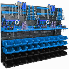 Hoiusüsteemi seinariiul 115x78cm, tööriistahoidikud, 44 tk. laiendatavad riiulid hind ja info | Tööriistakastid, tööriistahoidjad | kaup24.ee