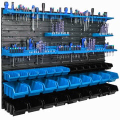 Настенная полка 115 х 78 см, держатели инструментов, синий, 32 шт цена и информация | Ящики для инструментов, держатели | kaup24.ee