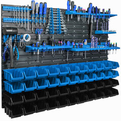 Настенная полка 115 х 78 см, держатели инструментов, синий, 44 шт цена и информация | Ящики для инструментов, держатели | kaup24.ee