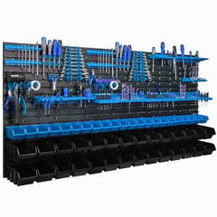 Hoiusüsteemi seinariiul 173x78cm, tööriistahoidikud, 50 tk. töökoja seinariiul hind ja info | Tööriistakastid, tööriistahoidjad | kaup24.ee