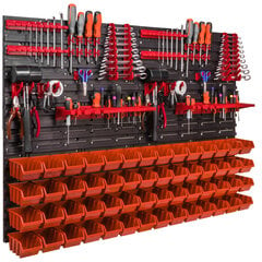 Hoiusüsteemi seinariiul 1152 x 780 mm virnastamiskastidega 56 kasti oranž hind ja info | Tööriistakastid, tööriistahoidjad | kaup24.ee