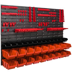 Hoiusüsteemi seinariiul 1152 x 780 mm virnastamiskastidega 32 kasti oranž hind ja info | Tööriistakastid, tööriistahoidjad | kaup24.ee