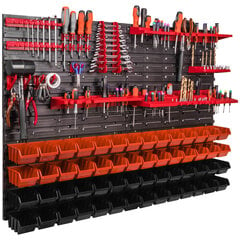 Полка для мелких деталей 56 коробок, 115 х 78 см, оранжево-черная цена и информация | Ящики для инструментов, держатели | kaup24.ee