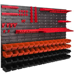 Полка для мелких деталей 56 коробок, 115 х 78 см, оранжево-черная цена и информация | Ящики для инструментов, держатели | kaup24.ee