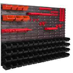 Ящики для штабелирования 115 х 78 см полка для мелких деталей, 63 коробки, оранжево-черная цена и информация | Ящики для инструментов, держатели | kaup24.ee