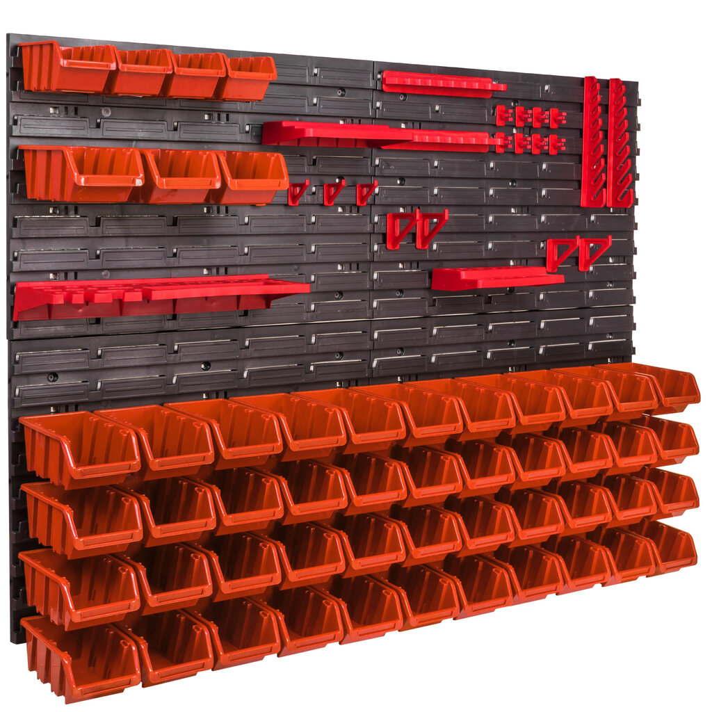 115 x 78 cm riiul väikeste osade jaoks 51 karpi oranž/must hind ja info | Tööriistakastid, tööriistahoidjad | kaup24.ee