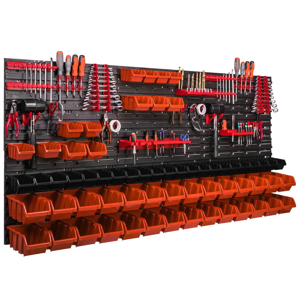 172 x 78 cm XXL süsteemi riiul seinariiul 63 ratast must/oranž hind ja info | Tööriistakastid, tööriistahoidjad | kaup24.ee