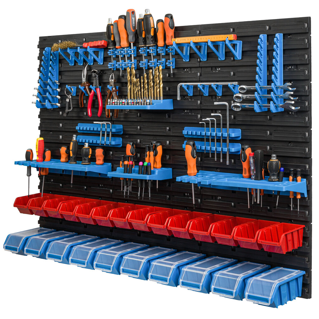 24 virnastamiskasti seinariiul plastikust 117 x 78 cm tööriistahoidik hind ja info | Tööriistakastid, tööriistahoidjad | kaup24.ee