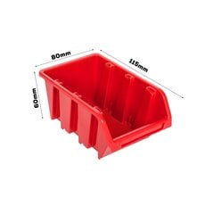 botle 5x Virnastatav plastikust hoiukarp 80x115x60 mm punane цена и информация | Ящики для инструментов, держатели | kaup24.ee