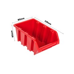 Штабелируемый пластиковый ящик для хранения, 80x115x60 мм, красный цена и информация | Ящики для инструментов, держатели | kaup24.ee