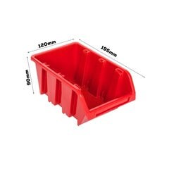 botle 5x Virnastatav plastikust hoiukarp 120x195x90 mm punane hind ja info | Tööriistakastid, tööriistahoidjad | kaup24.ee