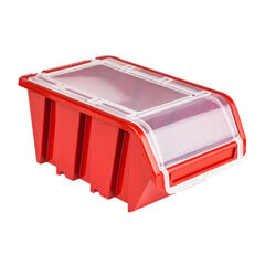 Пластиковый штабелируемый ящик с крышкой, 100x155x70 мм, красный цена и информация | Ящики для инструментов, держатели | kaup24.ee