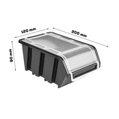 botle Plastikust kaanega virnastatav karp 120x200x90 mm must цена и информация | Ящики для инструментов, держатели | kaup24.ee