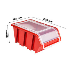 Plastikust kaanega virnastatav karp 120x200x90 mm punane hind ja info | Tööriistakastid, tööriistahoidjad | kaup24.ee