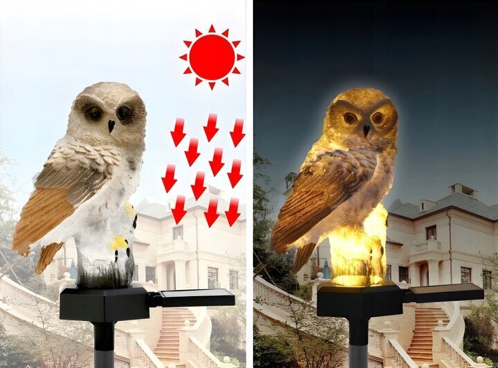 OWL lamp töötab päikeseenergial цена и информация | Aia- ja õuevalgustid | kaup24.ee