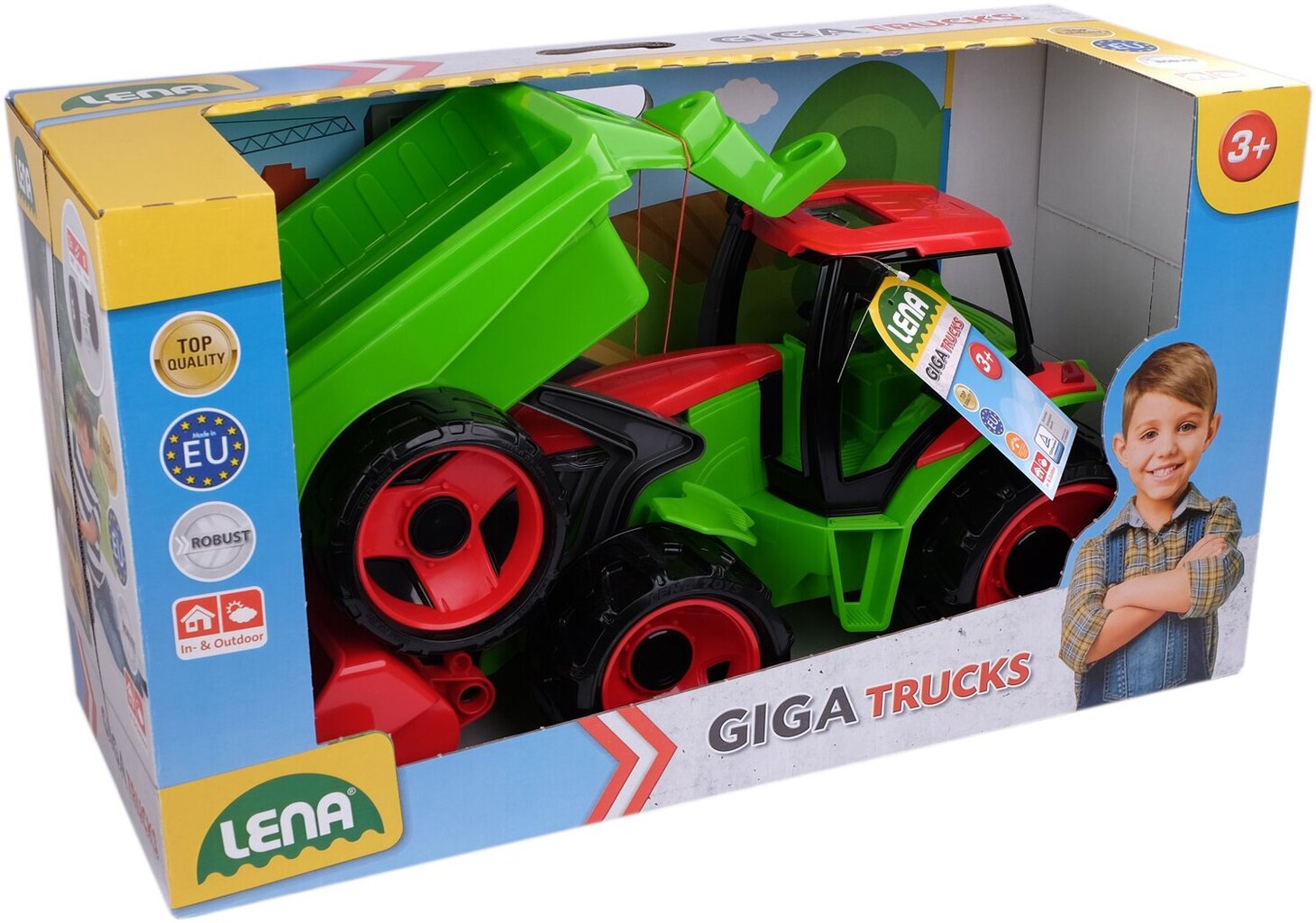 Lena® Giga Trucks traktor frontaallaaduri ja haagisega, 02136 цена и информация | Poiste mänguasjad | kaup24.ee