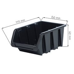 Штабелируемый пластиковый ящик для хранения, 80x115x60 мм, черный цена и информация | Ящики для инструментов, держатели | kaup24.ee