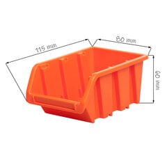 Штабелируемый пластиковый ящик для хранения, 80x115x60 мм, oранжевый цена и информация | Ящики для инструментов, держатели | kaup24.ee