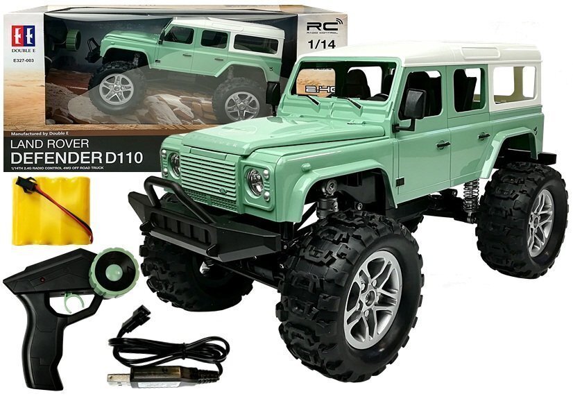 RC-auto Land Rover Defender D110 R/C Green 7,5 km/h 1:14 2,4G, roheline цена и информация | Poiste mänguasjad | kaup24.ee