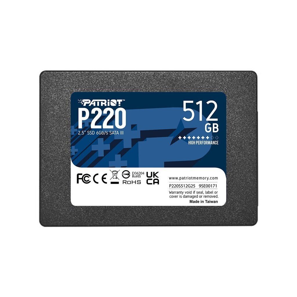 Patriot P220, 512GB (P220S512G25) цена и информация | Sisemised kõvakettad (HDD, SSD, Hybrid) | kaup24.ee