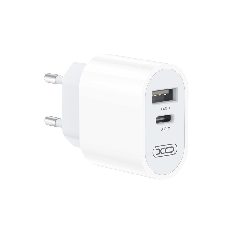 Laadija XO wall charger L97 1x USB 1x USB-C 2,4A white hind ja info | Mobiiltelefonide laadijad | kaup24.ee