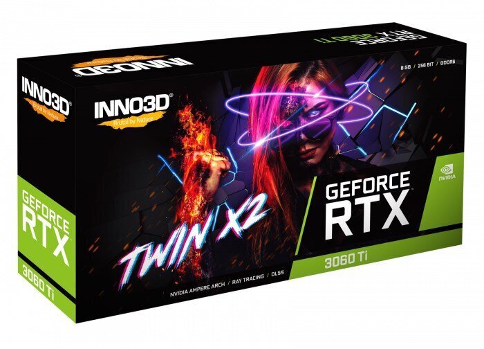 Inno3D GeForce RTX 3060 Ti Twin X2 LHR (N306T2-08D6-119032DH) цена и информация | Videokaardid (GPU) | kaup24.ee