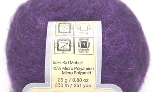 Kudumislõng YarnArt Kid Mohair Fonseca 25g, värvus lilla 1V3 цена и информация | Принадлежности для вязания | kaup24.ee