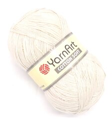 Kudumislõng YarnArt Cotton Soft 100 g, värvus valge 1B8 hind ja info | Kudumistarvikud | kaup24.ee