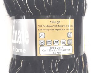 Kudumislõng Linate Mohair Flame 100g; värv must 1J3 hind ja info | Kudumistarvikud | kaup24.ee