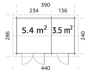 Aiakuur-ait Jari 8,9 m² 2 ruumiga ja pruuni puidukaitsega hind ja info | Kuurid ja aiamajad | kaup24.ee