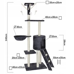 Kassikraabits, pehme laagriga, 140cm hind ja info | Kassi kraapimispuud | kaup24.ee