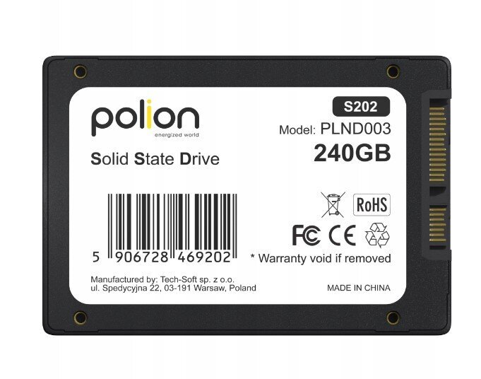 SSD kõvaketas POLION 240GB 2,5" SATA III hind ja info | Sisemised kõvakettad (HDD, SSD, Hybrid) | kaup24.ee