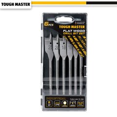 Puidupuurid, lamedad, 6 tk, 10, 12, 16, 18, 20 ja 25 mm UK BRAND, TOUGH MASTER® TM-FDB6 hind ja info | Käsitööriistad | kaup24.ee