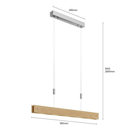 LED puidust rippvalgusti Karinja regulaatoriga, naturaalne цена и информация | Rippvalgustid | kaup24.ee