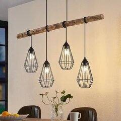 Подвесной светильник Lindby Eldarion с деревянными балками, 4 лампочки. цена и информация | Люстры | kaup24.ee