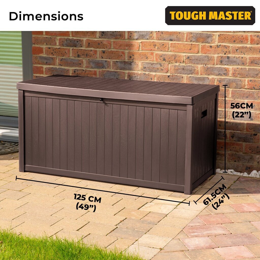 Aia hoiukast 430 L,125 x 56 x 61.5 cm UK BRAND, TOUGH MASTER® TM-SBW43H hind ja info | Kompostrid, prügikonteinerid | kaup24.ee