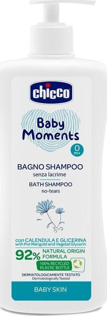 Beebide keha- ja juuksešampoon Chicco Baby Moments Shampoo, 500 ml цена и информация | Laste ja ema kosmeetika | kaup24.ee