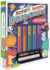 Robots, Racers, Dinosaurs Colouring hind ja info | Väikelaste raamatud | kaup24.ee