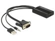 Delock adapter VGA (M) + USB (Toide) + Jack (Audio) -> HDMI (F) цена и информация | USB jagajad, adapterid | kaup24.ee