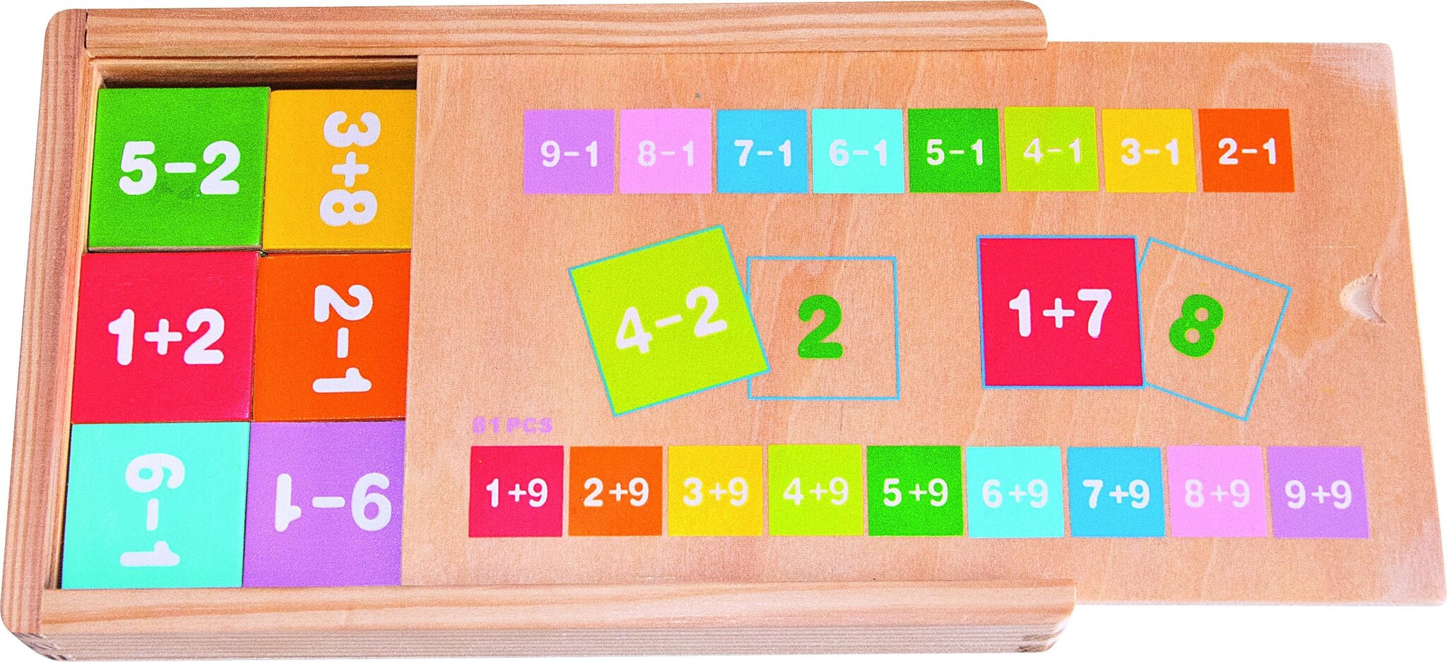 Woody 90898 Eco Wooden Educational Didactic toy - Learning maths in Eco Wooden box (81pcs) for kids 4y+ (19x12x3cm) цена и информация | Arendavad mänguasjad | kaup24.ee