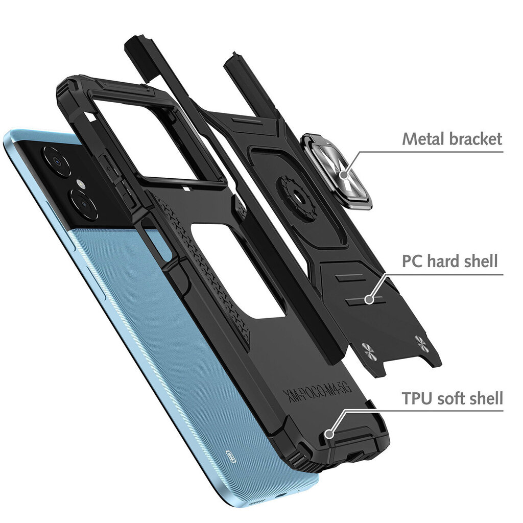 Wozinsky Ring Armor, Xiaomi Redmi Note 11E /Redmi 10 5G / Redmi 10 Prime+ 5G / Poco M4 5G, must цена и информация | Telefoni kaaned, ümbrised | kaup24.ee