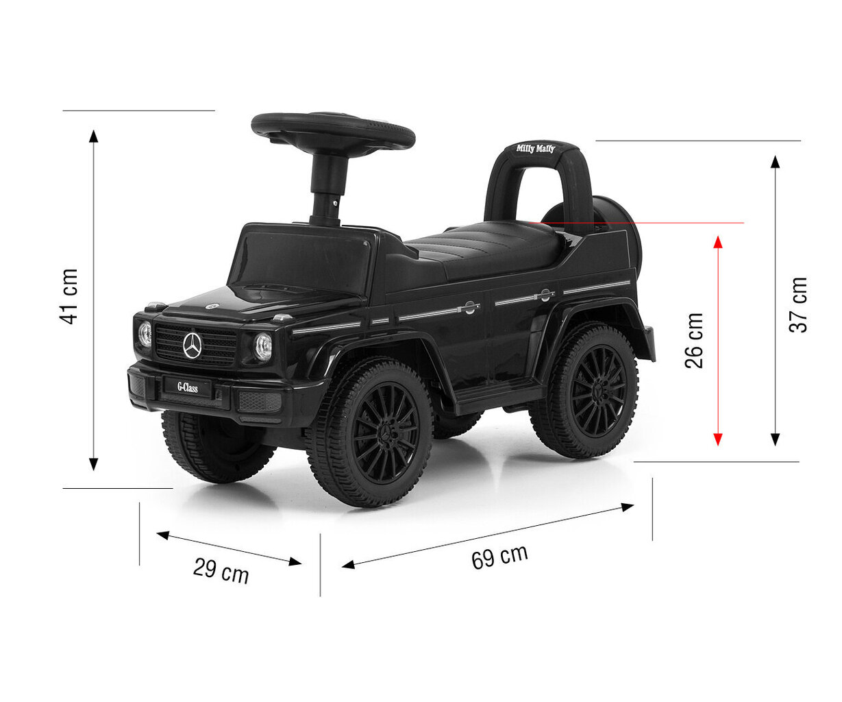 Tõukeauto Milly Mally Mercedes G350d, must hind ja info | Imikute mänguasjad | kaup24.ee