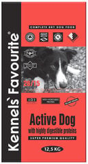 Kennels Favourite Active Dog, super premium klass, 12,5 kg hind ja info | Kuivtoit koertele | kaup24.ee